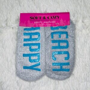 New Simply Southern Soft & Cozy Sherpa Lined Fuzzy Socks Happy Beach‎ Women 4-10